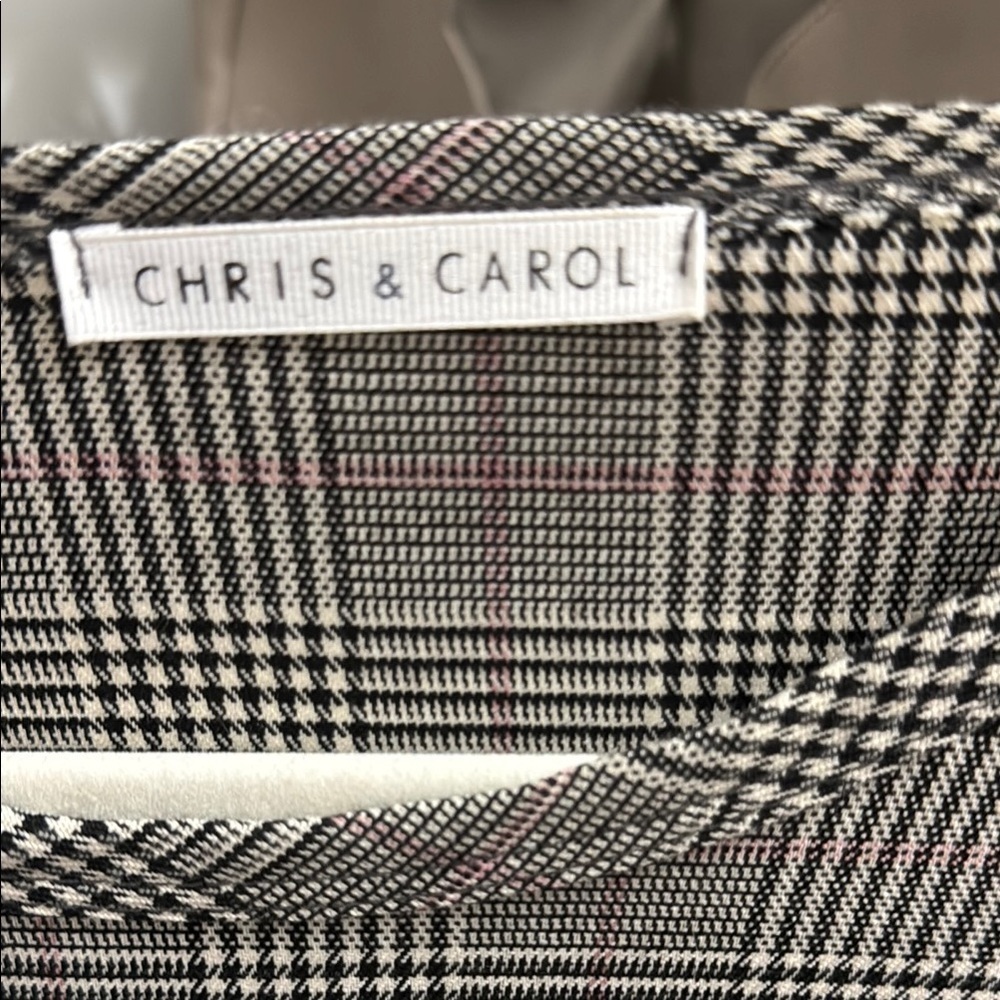 Chris & Carol Black and White Plaid Long Sleeve Dress - Picture 3 of 4